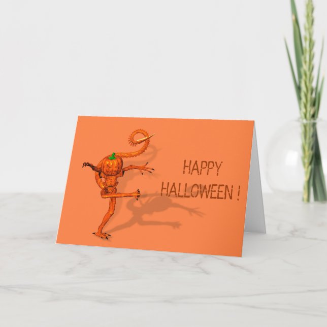 Tarjeta Halloween Creatura De La Calabaza Galaxia (Anverso)
