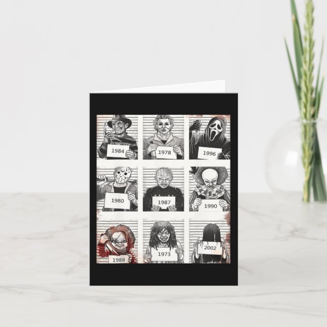 Tarjeta Halloween Creepé Legends Asesino Mugshots Fa de ho (Anverso)