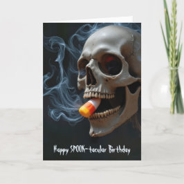 Tarjeta Halloween Cumpleaños Calavera mordiendo maíz de du