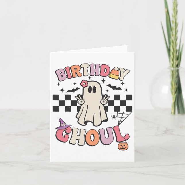 Tarjeta Halloween Cumpleaños Ghoul Bday Fiesta Aniversario (Anverso)