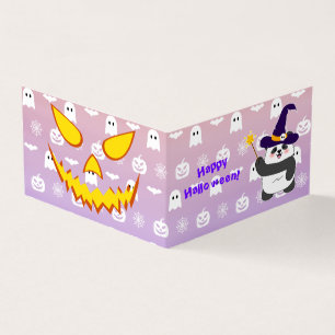 Tarjeta Halloween Curte Baby Panda Witch Magic Wand
