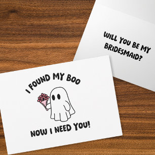 Tarjeta Halloween Cute Ghost Boo Funny Bridesmaid