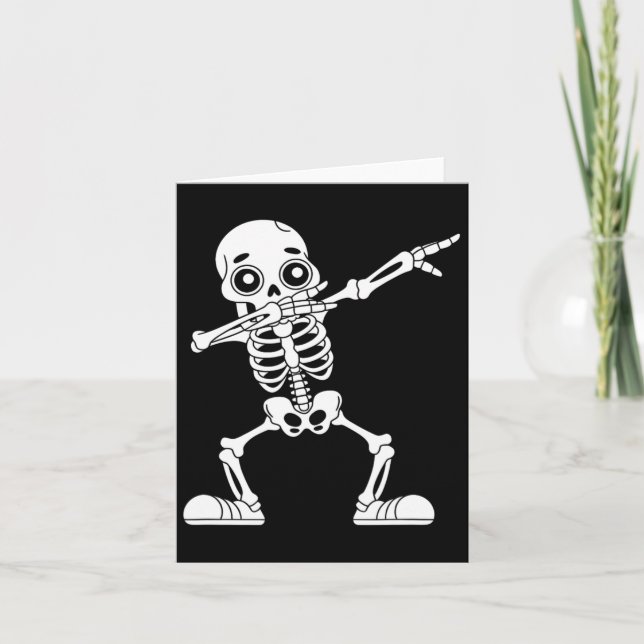 Tarjeta Halloween Dabbing Skeleton Skull Men Boys Te (Anverso)