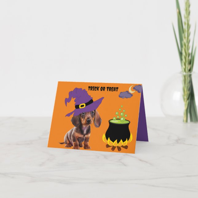 Tarjeta Halloween Dachshund (Anverso)