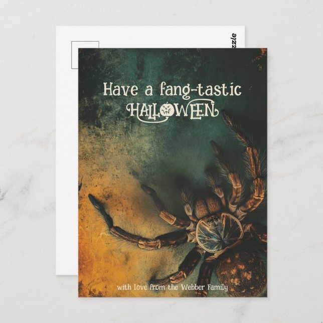 Tarjeta HALLOWEEN de araña de espina dorsal 🕷️ (Anverso / Reverso)