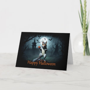 Tarjeta Halloween de ardilla sonriente