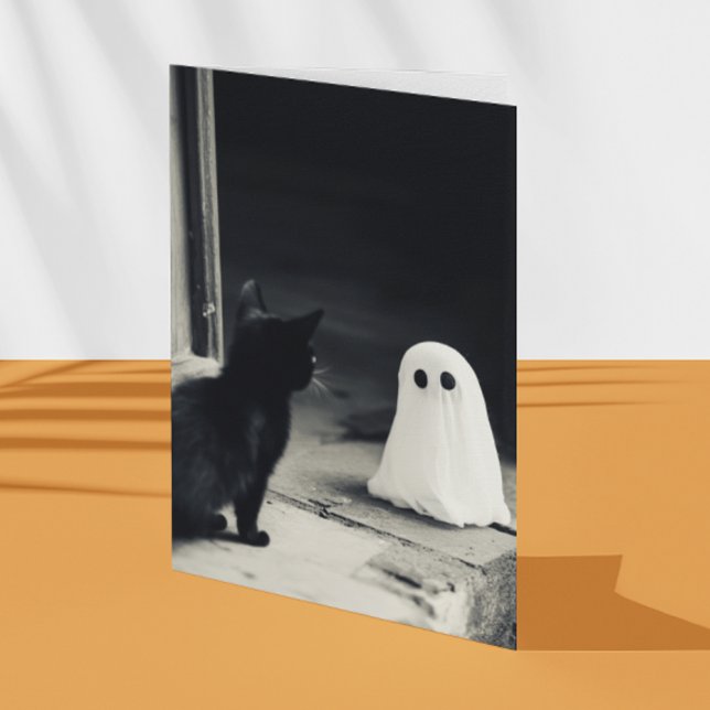 Tarjeta Halloween de bebé lindo y ghost y gatitos (Subido por el creador)