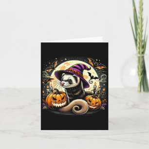 Tarjeta Halloween de brujas ferret - Arte de murciélagos d