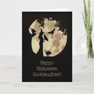 Tarjeta Halloween de Brujas y Animales para Hija
