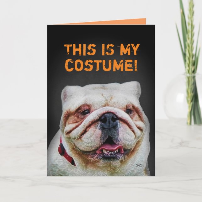 Tarjeta Halloween de Bulldog divertido (Anverso)