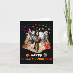 Tarjeta Halloween De Caballos Y Feliz Navidad Hallotha