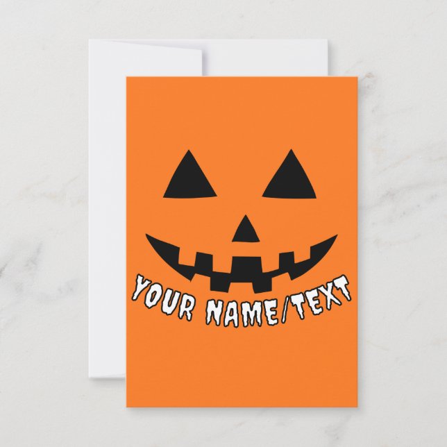 Tarjeta Halloween de calabaza personalizada Su nombre o TE (Anverso)