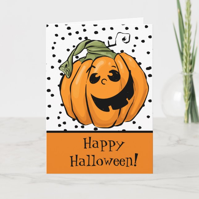 Tarjeta Halloween de calabaza suave (Anverso)