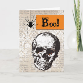 Tarjeta Halloween de cráneo vintage
