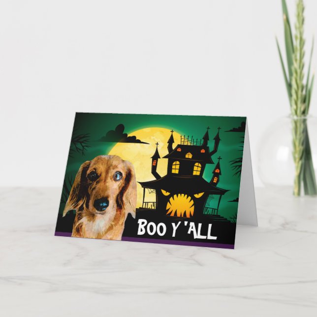 Tarjeta Halloween de Dachshund aterrador (Anverso)