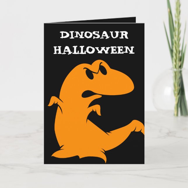 Tarjeta Halloween de dinosaurios (Anverso)