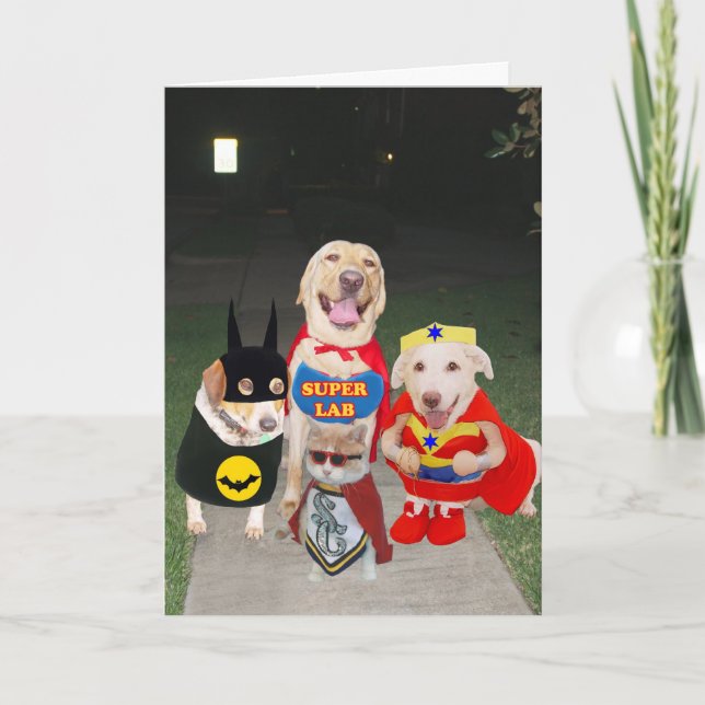 Tarjeta Halloween de divertidos perros (Anverso)