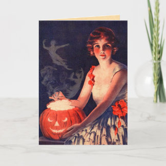 Tarjeta Halloween de Espíritus de Conjuración Vintage