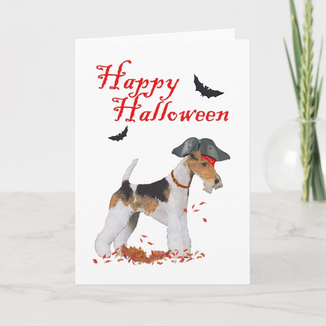 Tarjeta Halloween de Fox Terrier (Anverso)
