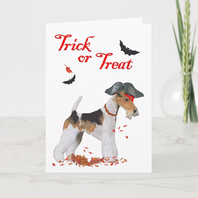 Tarjeta Halloween de Fox Terrier (Anverso)