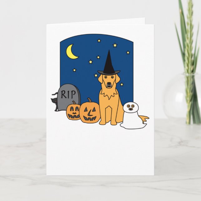 Tarjeta Halloween de Golden Retriever (Anverso)