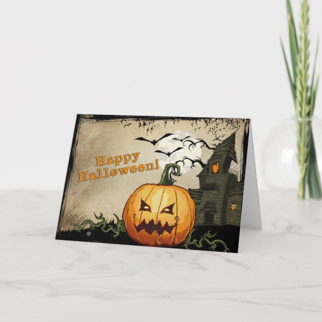 Tarjeta Halloween de Halloween de Haunted House y  (Anverso)
