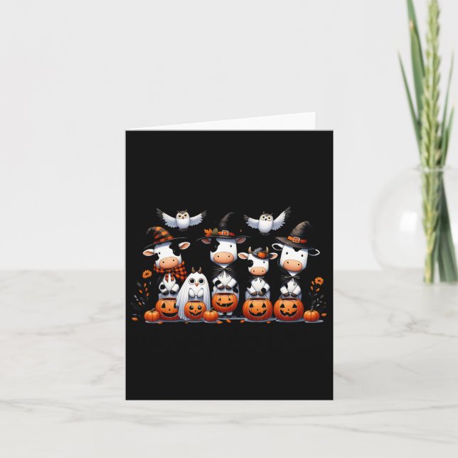 Tarjeta Halloween de Halloween de lechuzas fantasma (Anverso)
