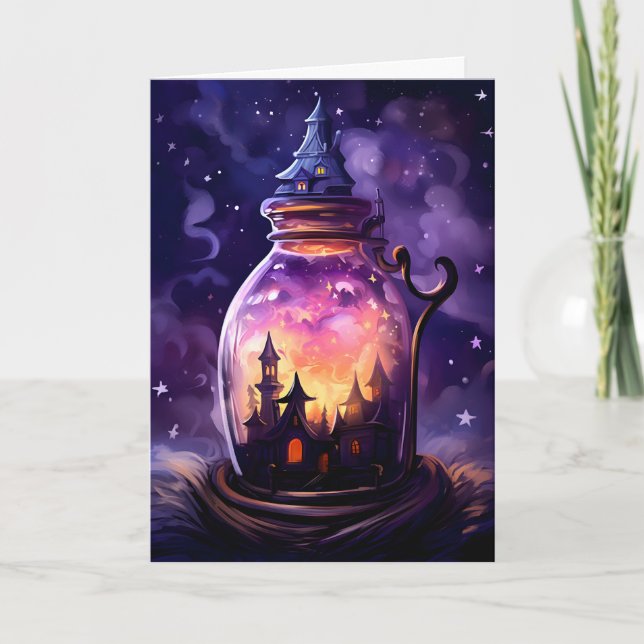 Tarjeta Halloween de Ilustracion de la Casa de la Cuta (Anverso)