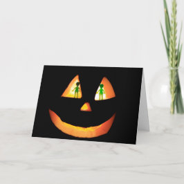Tarjeta Halloween de Jack-O-Lantern, alienígena espacial