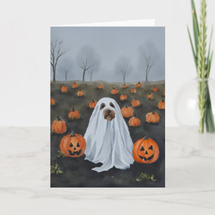 Tarjeta Halloween de la acuarela del perro fantasma