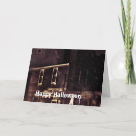 Tarjeta Halloween de la casa abandonada