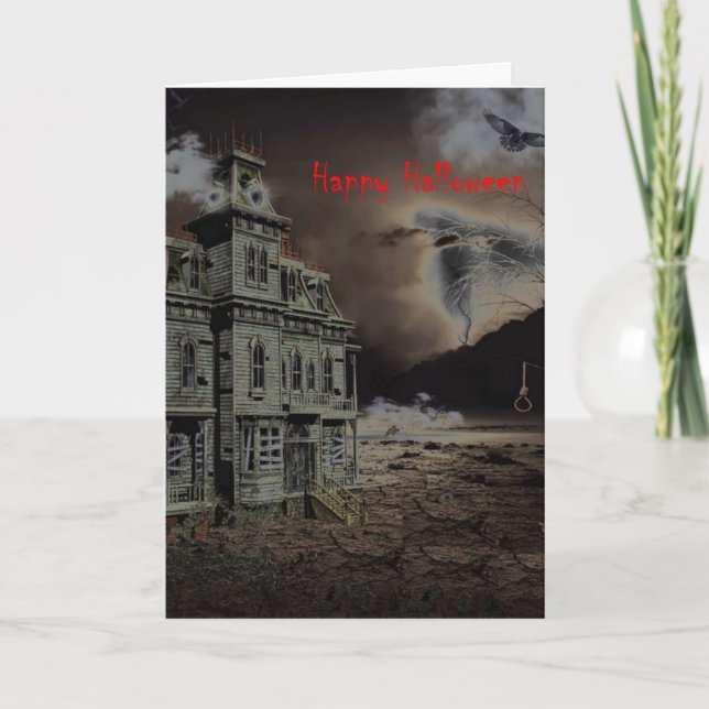 Tarjeta Halloween de la casa de Haunted (Anverso)