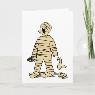 Tarjeta Halloween de la divertida momia rota la mano
