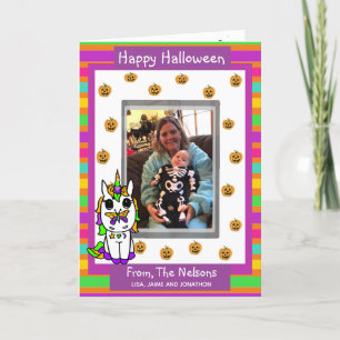 Tarjeta Halloween de la familia Unicorn