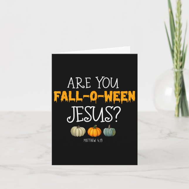 Tarjeta Halloween de la fe cristiana ¿caes entre Jesu? (Anverso)