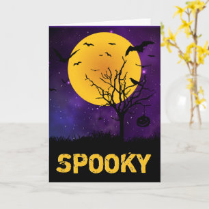 Tarjeta Halloween de la luna llena de fantasía