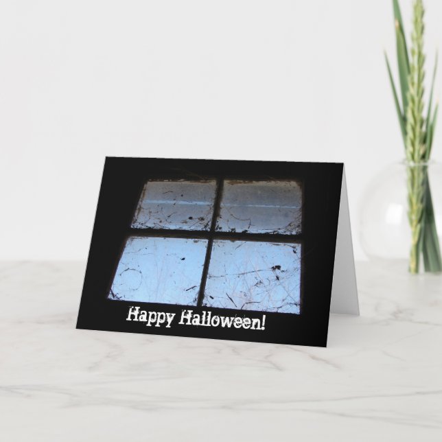 Tarjeta Halloween de la ventana de Barn (Anverso)