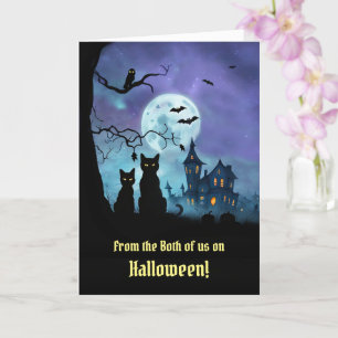 Tarjeta Halloween de los dos somos dos gatos negros
