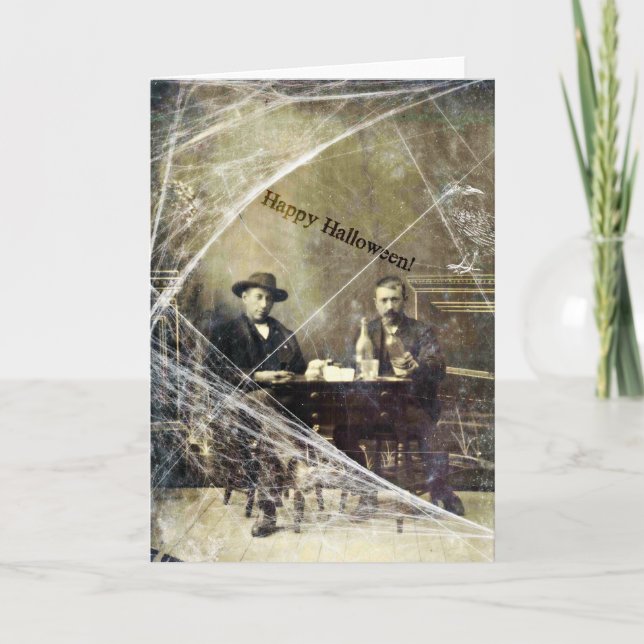 Tarjeta Halloween de los Hombres Vintage (Anverso)