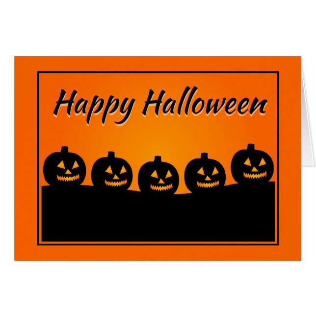 Tarjeta Halloween de parche de calabaza (Anverso (Horizontal))