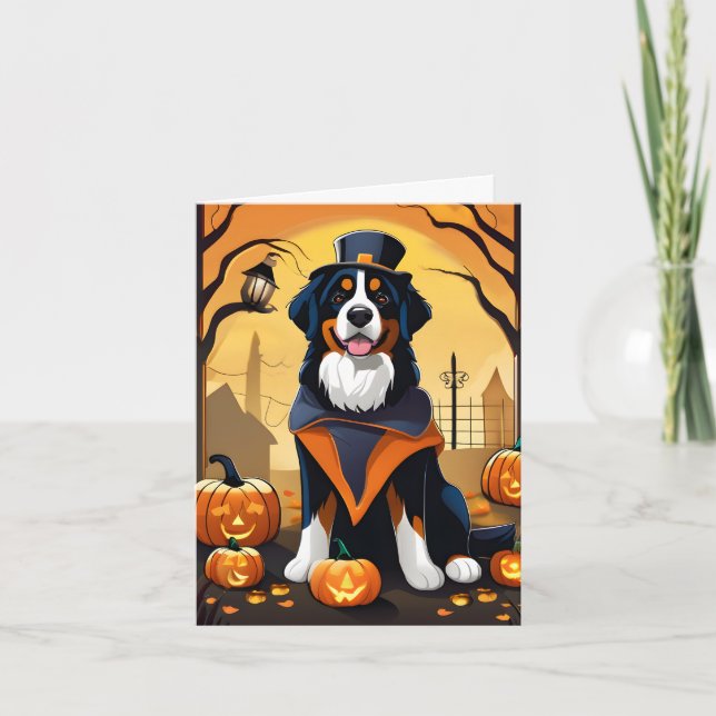Tarjeta Halloween de Perro de Montaña de Bernese (Anverso)
