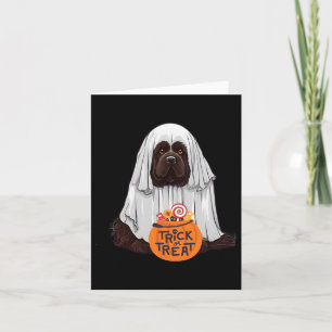 Tarjeta Halloween de perros de Terranova Cute Brown