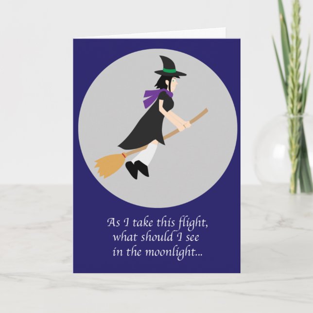 Tarjeta Halloween de Punny Witch (Anverso)