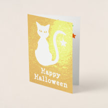 Tarjeta Halloween de Relieve metalizado para gato