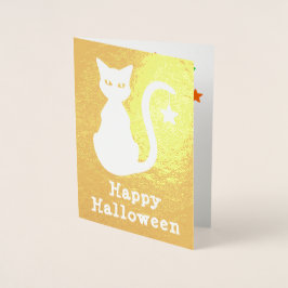 Tarjeta Halloween de Relieve metalizado para gato