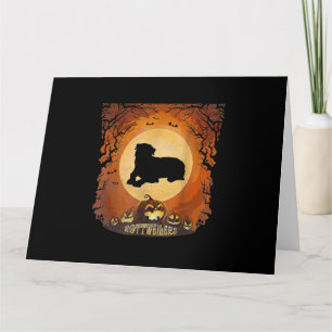 Tarjeta Halloween de silueta animal de luna llena Rottweil