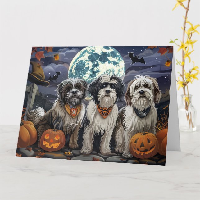 Tarjeta Halloween de terror tibetano espeluznante (flor amarilla)