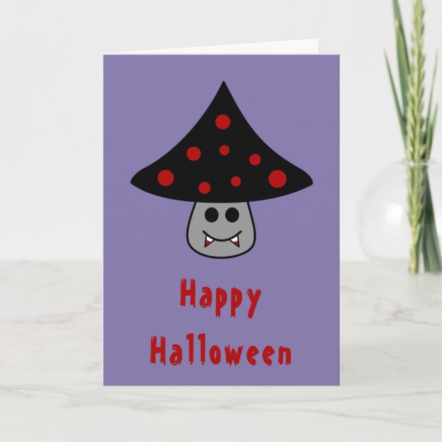 Tarjeta Halloween de vampiros hongos (Anverso)