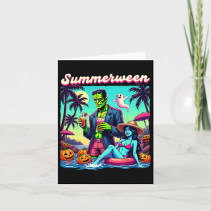 Tarjeta Halloween de verano Zombie Frankenstein Boo Ghost