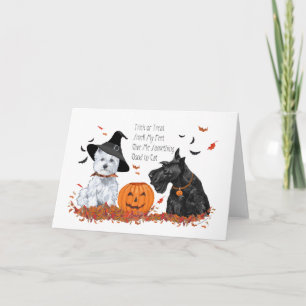 Tarjeta Halloween de Westie y Scottie